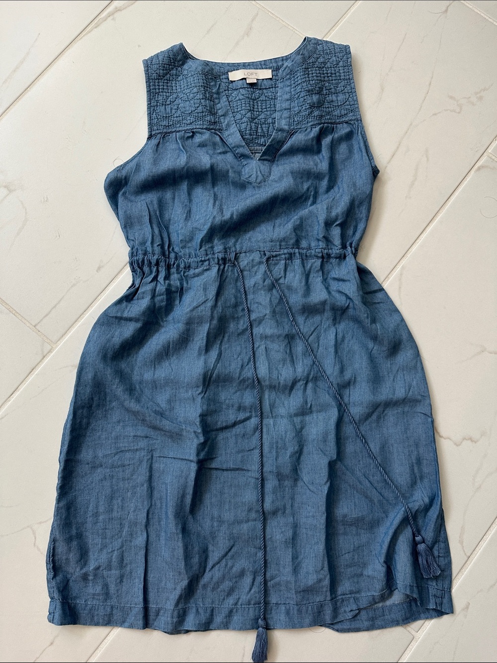 LOFT Blue Sleeveless Midi Dress
